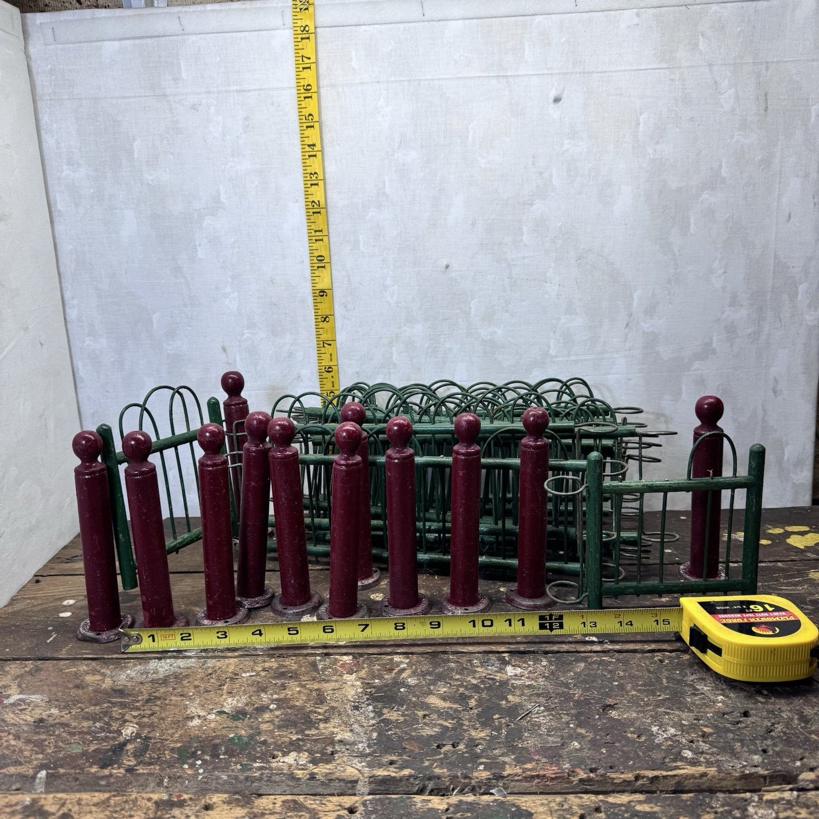 Vintage Christmas Holiday Miniature Feather tree Fence Set Vintage