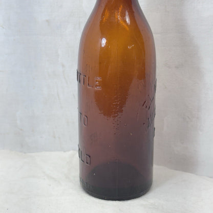 E.L Husting Milwaukee Wisconsin Brown Glass Metal Wire Top Beer Bottle Vintage