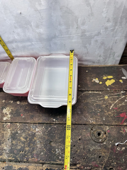 Pink Pyrex Set Of Four With Lids #1343