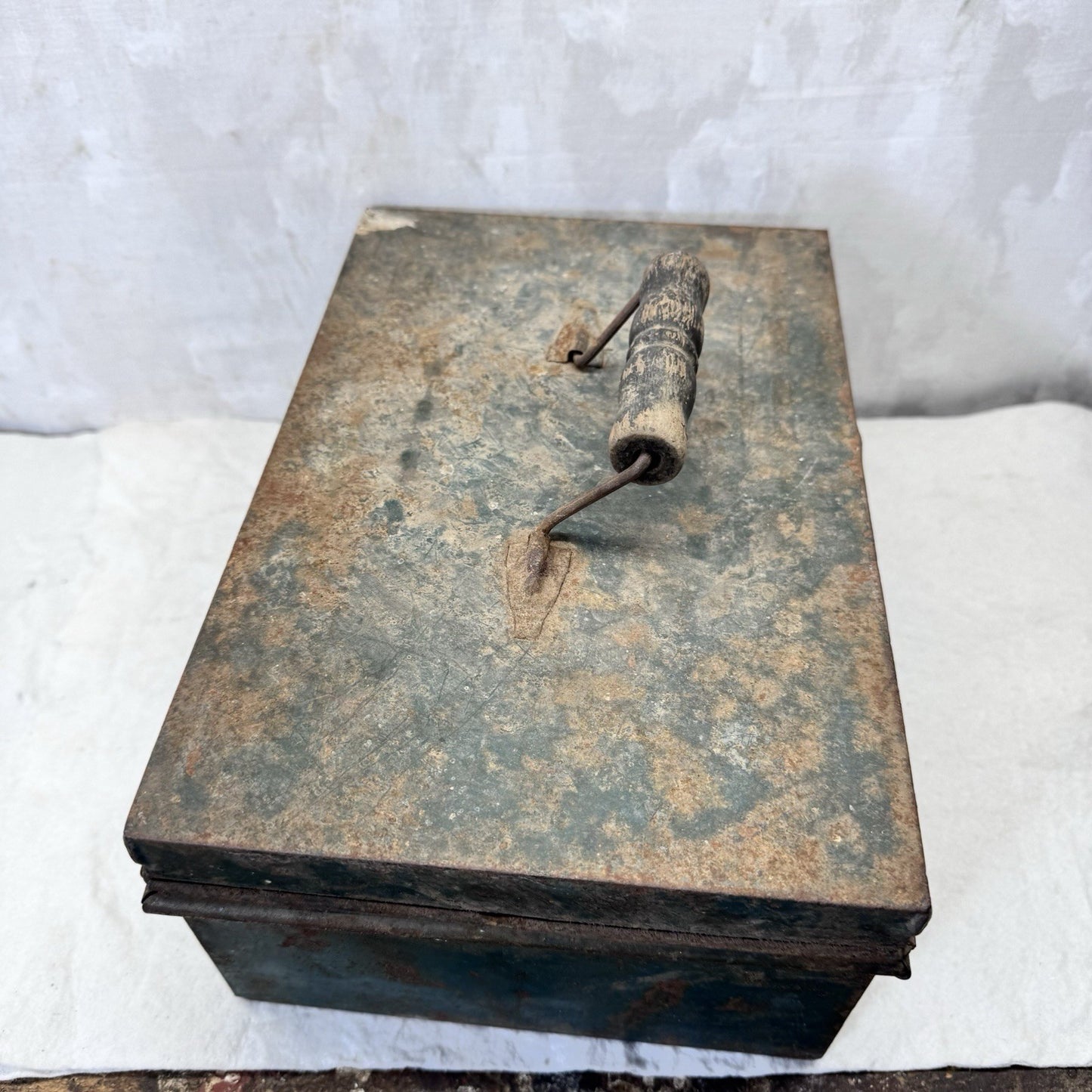 Green Rustic Metal Box Vintage Small