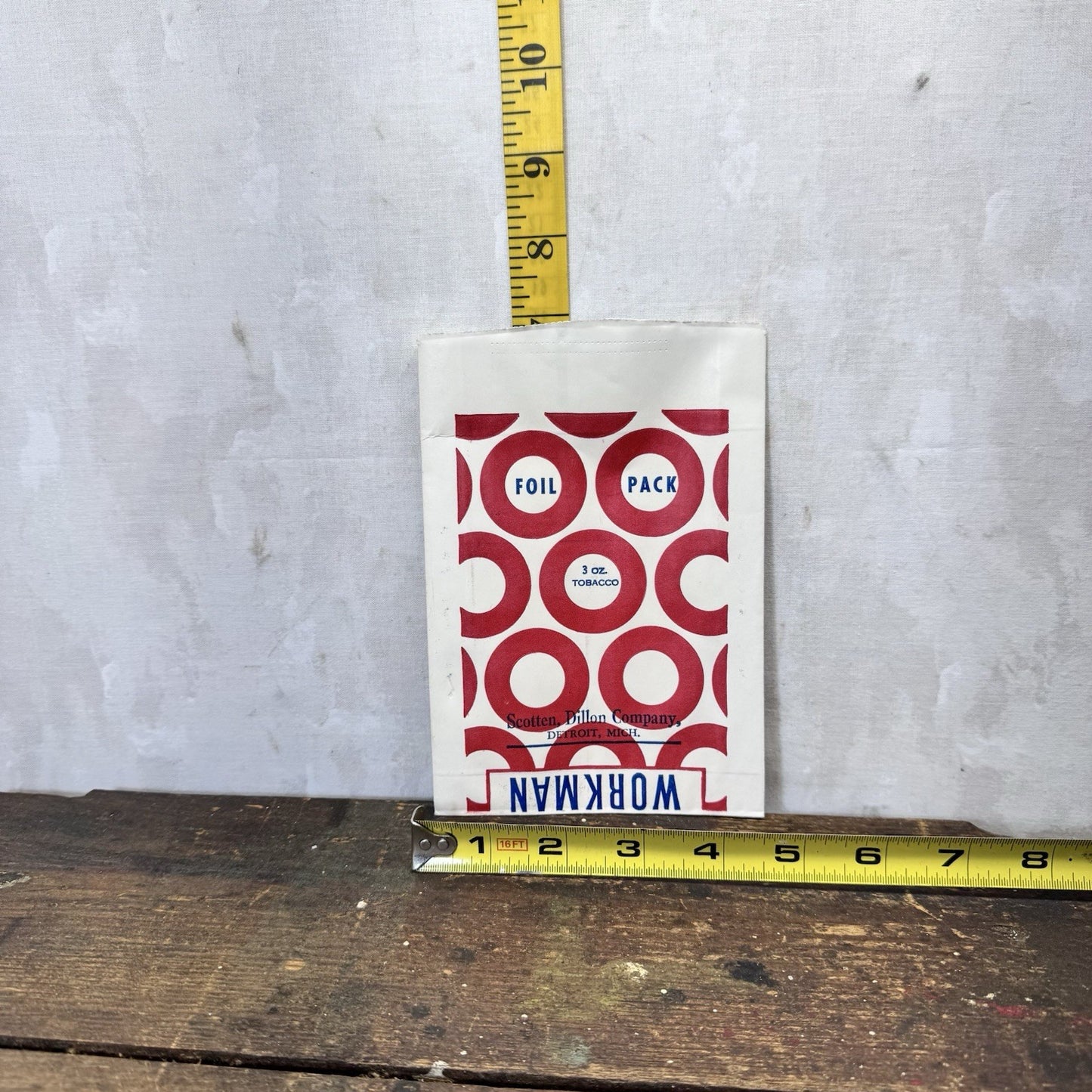 Union Workman Chewing Tobacco Foil Empty Bag Vintage 