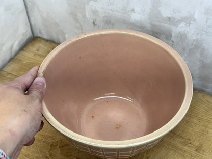 1940's Robinson Ransbottom Pottery Roseville Pastel Pink Glazed Mixing Bowl 1199