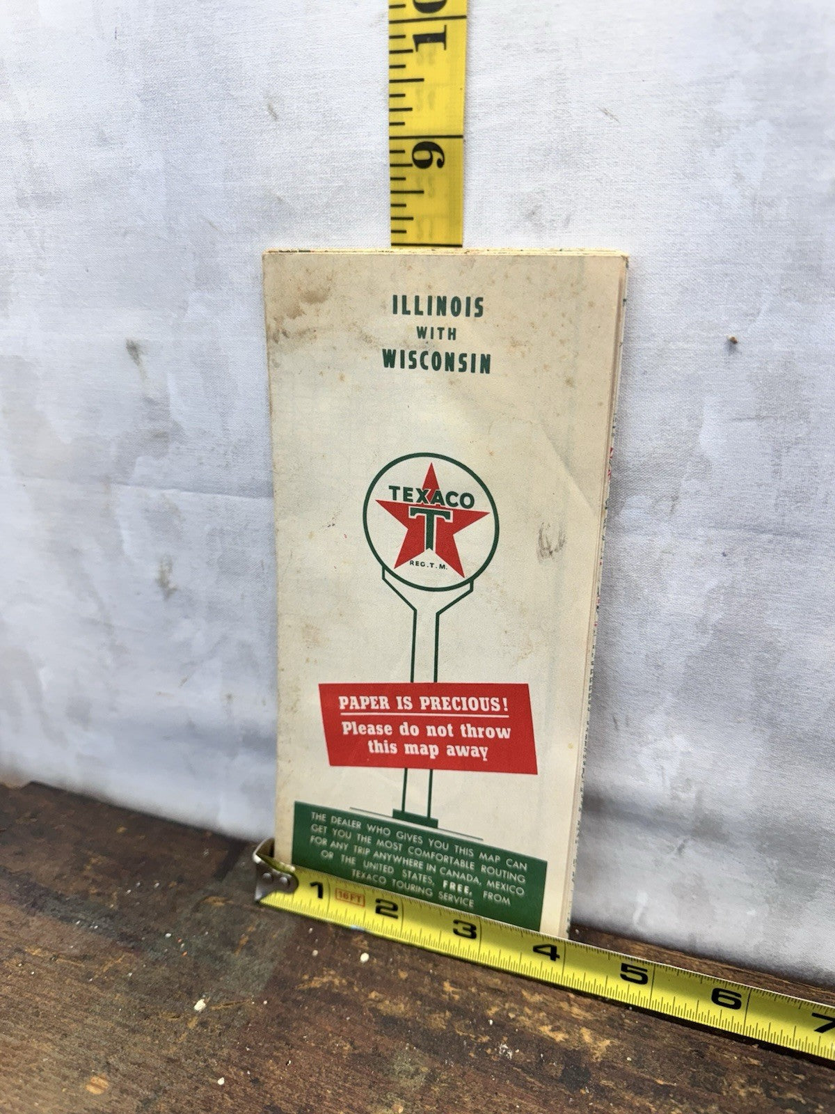 Illinois With Wisconsin Texaco Paper Map #1386