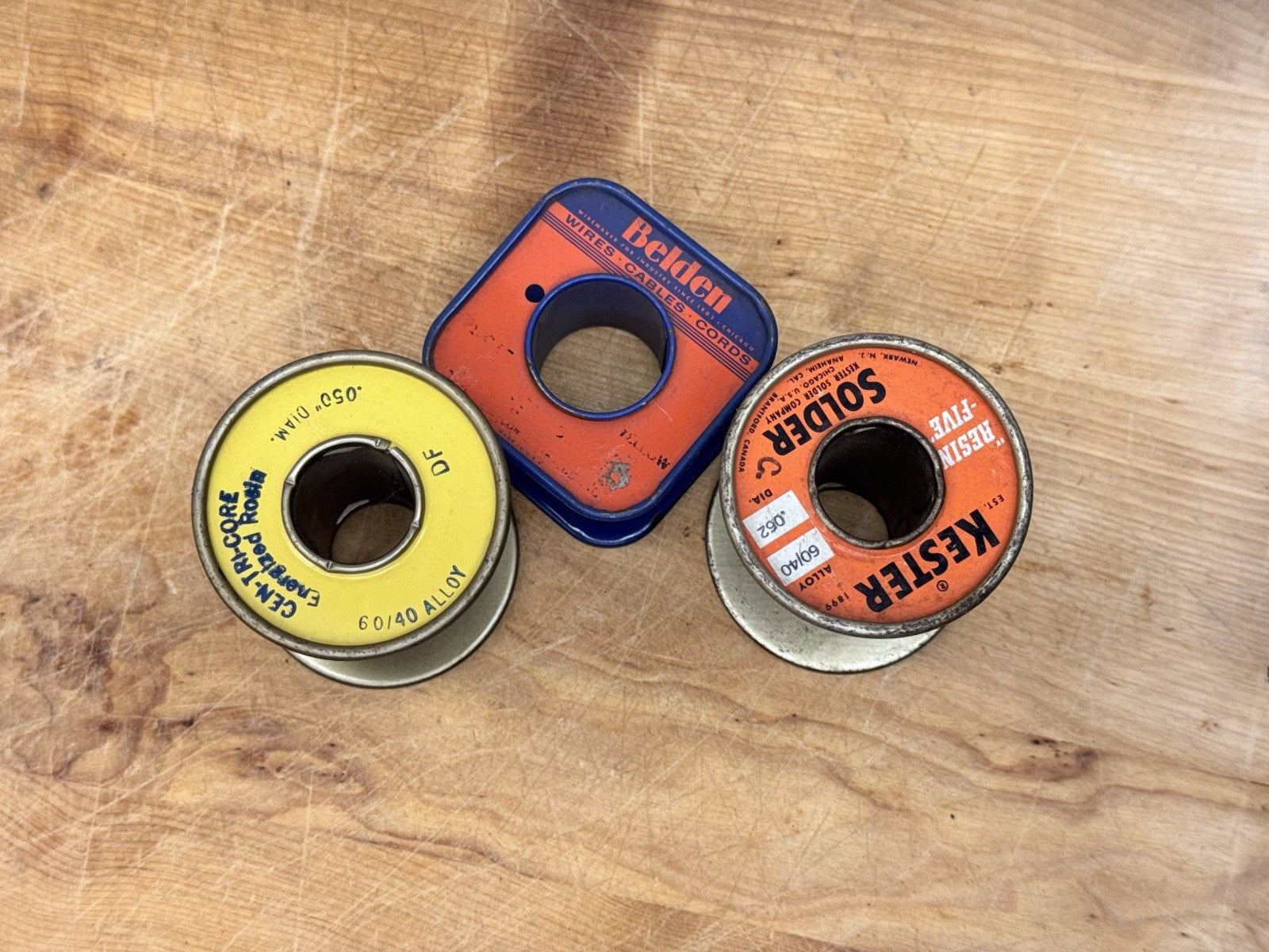 Vintage 3 Empty Solder Spools #1198