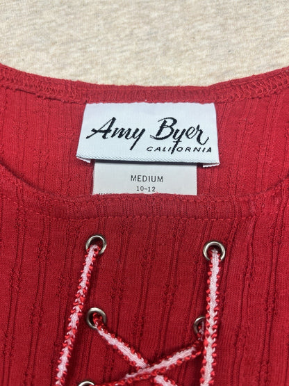 1990s Youth Red Sleeveless Knit Body Suit Size 10/12