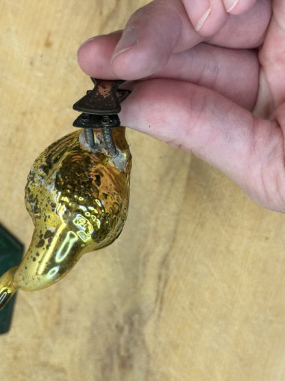 Gold Antique Glass Bird Clip On Ornament￼#1486