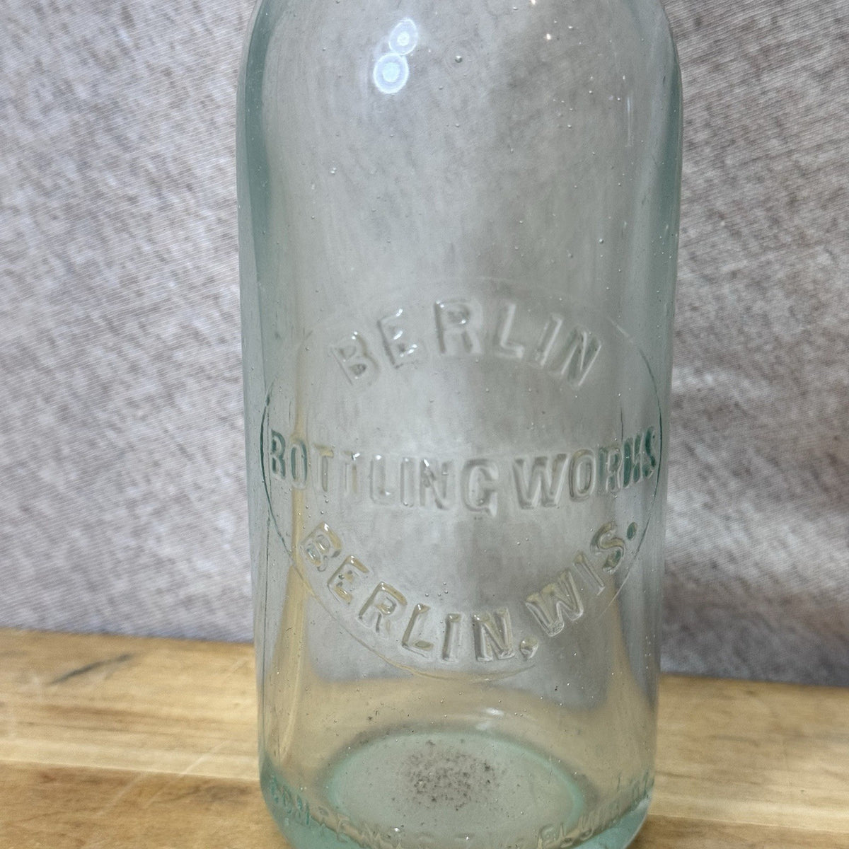 Berlin Wisconsin Bottle Works Blue Bottle Vintage Glass Empty