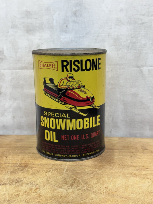 Shaler Rislone Snowmobile Oil Waupun Wisconsin Can Vtg #1485