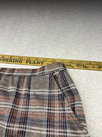 1960s Women’s Brown Plaid Skirt W/pockets