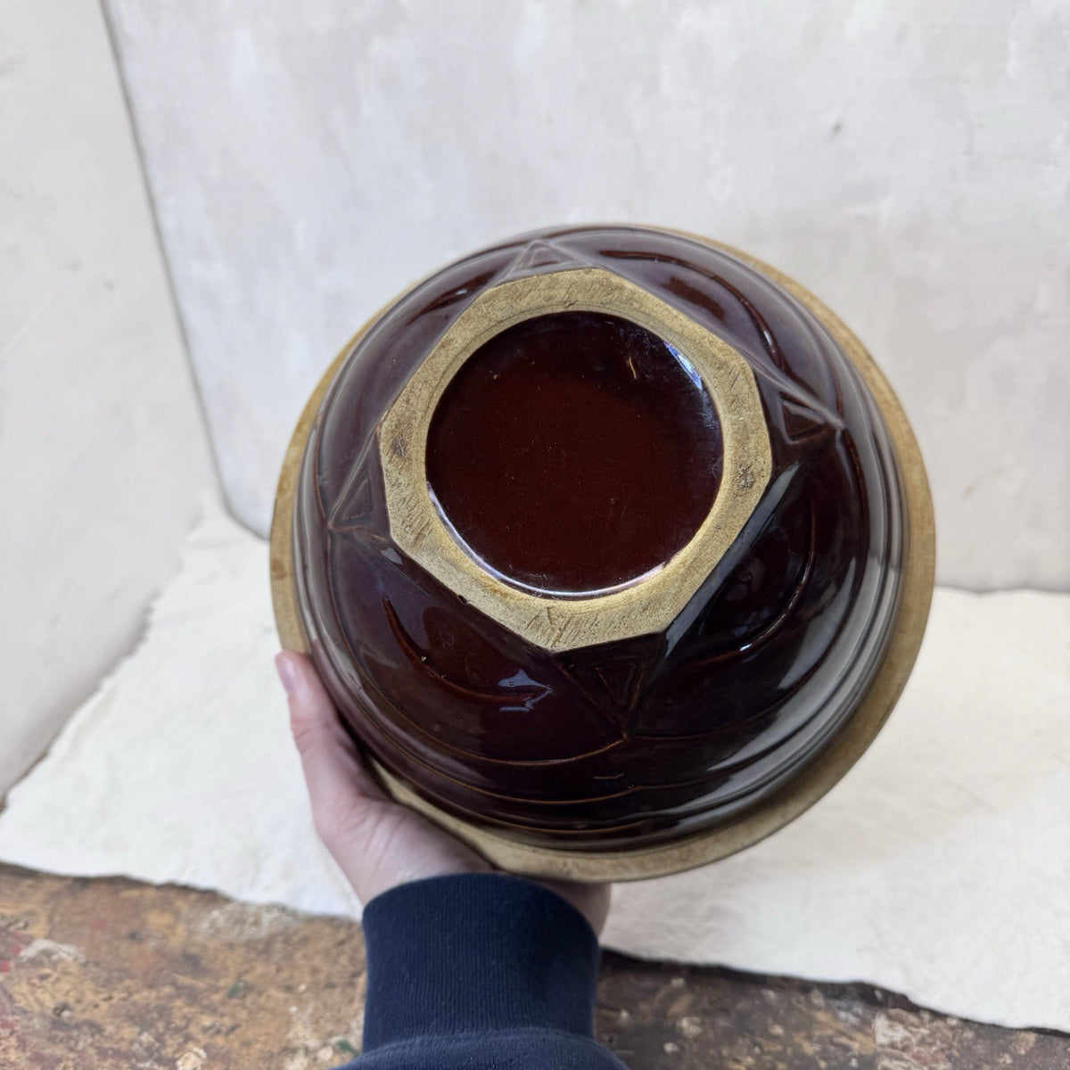 Brown Stoneware Kitchen Bowl Vintage