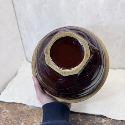 Brown Stoneware Kitchen Bowl Vintage