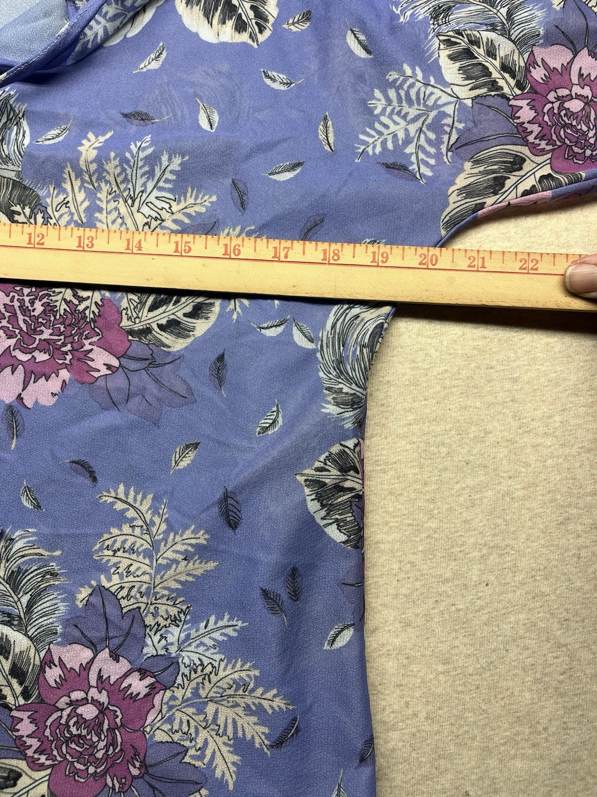 1950s,80s Women’s Purple Sheer Print S Sleeves