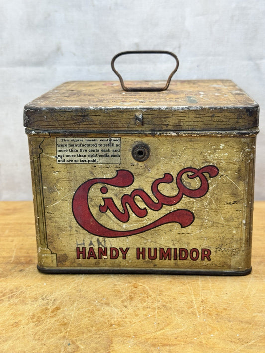 Cinco Empty Handy Humidor Tin Box Vtg #1290