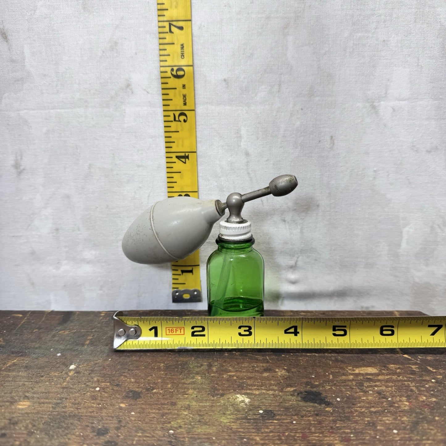 Medical Atomizer Green Glass Bottle Vintage