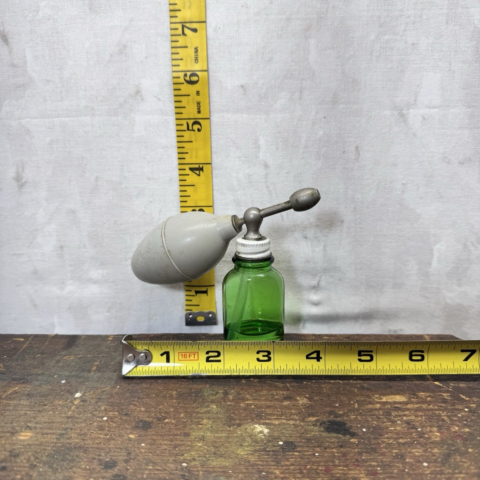 Medical Atomizer Green Glass Bottle Vintage