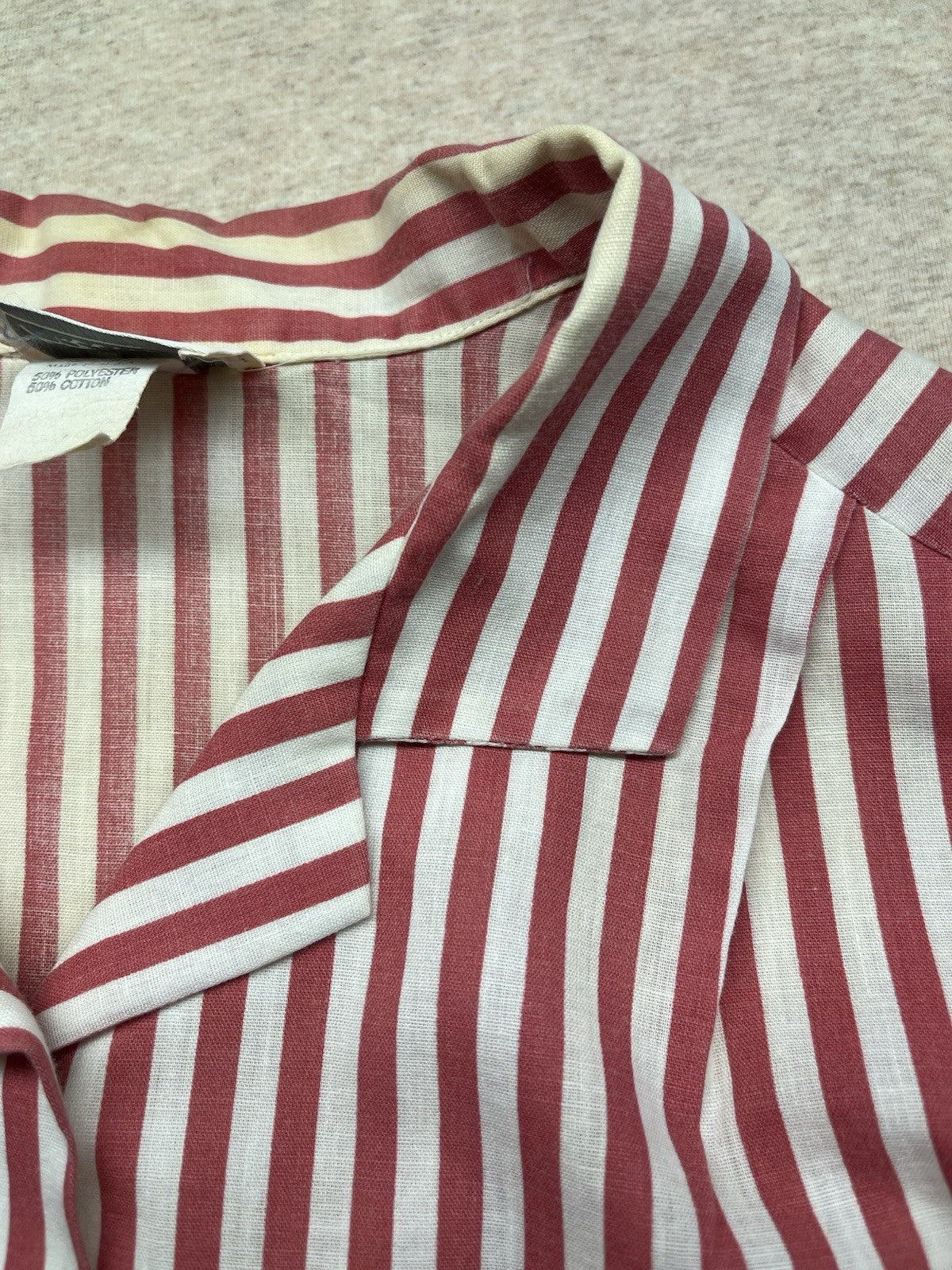 1970s, 80s Women’s Red Striped Cotton S Sleeve Alecia Shirt