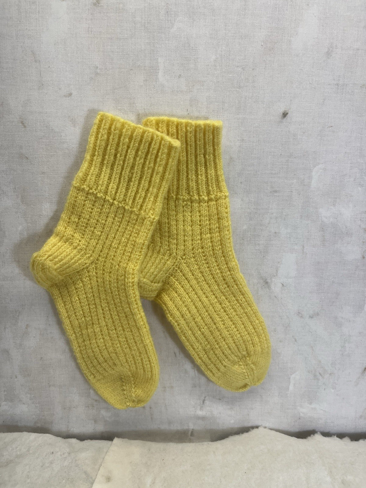 Antique Children’s Hand Knit Yellow Socks