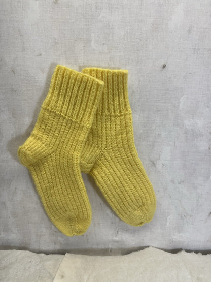 Antique Children’s Hand Knit Yellow Socks
