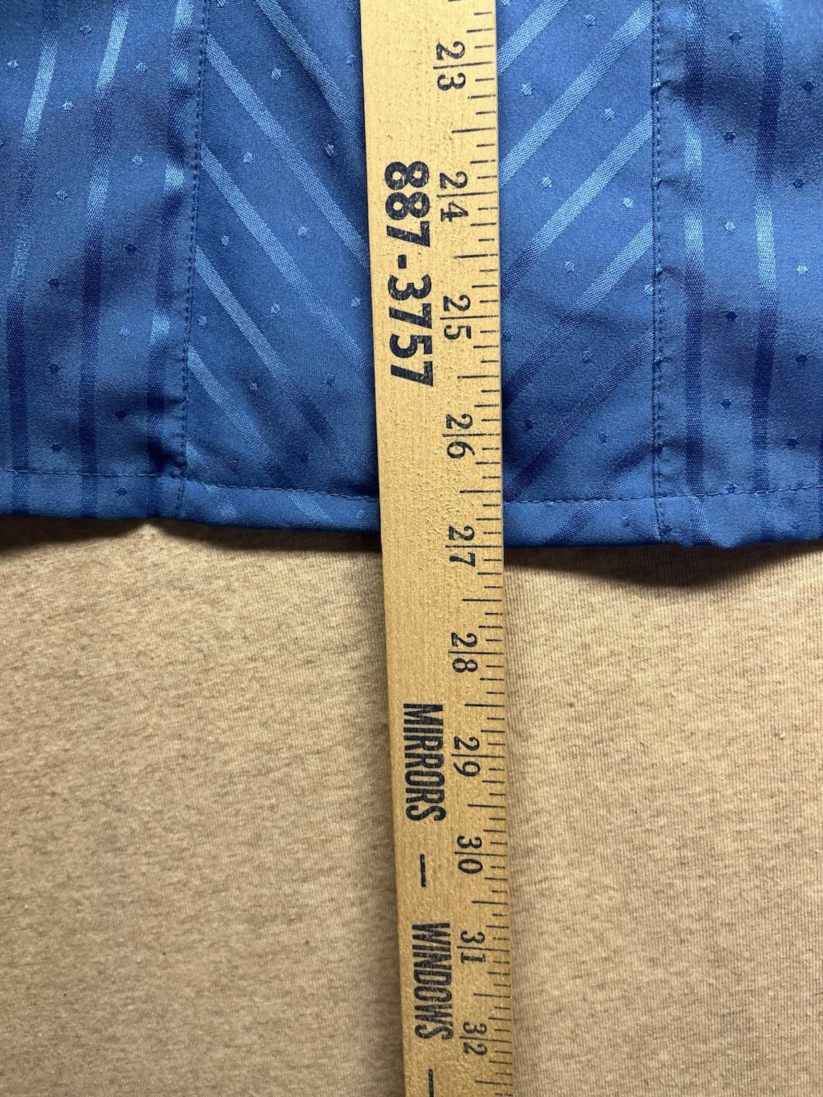 1970s, 80s Women’s L Sleeve Blue Striped Nylon Ruffled Top