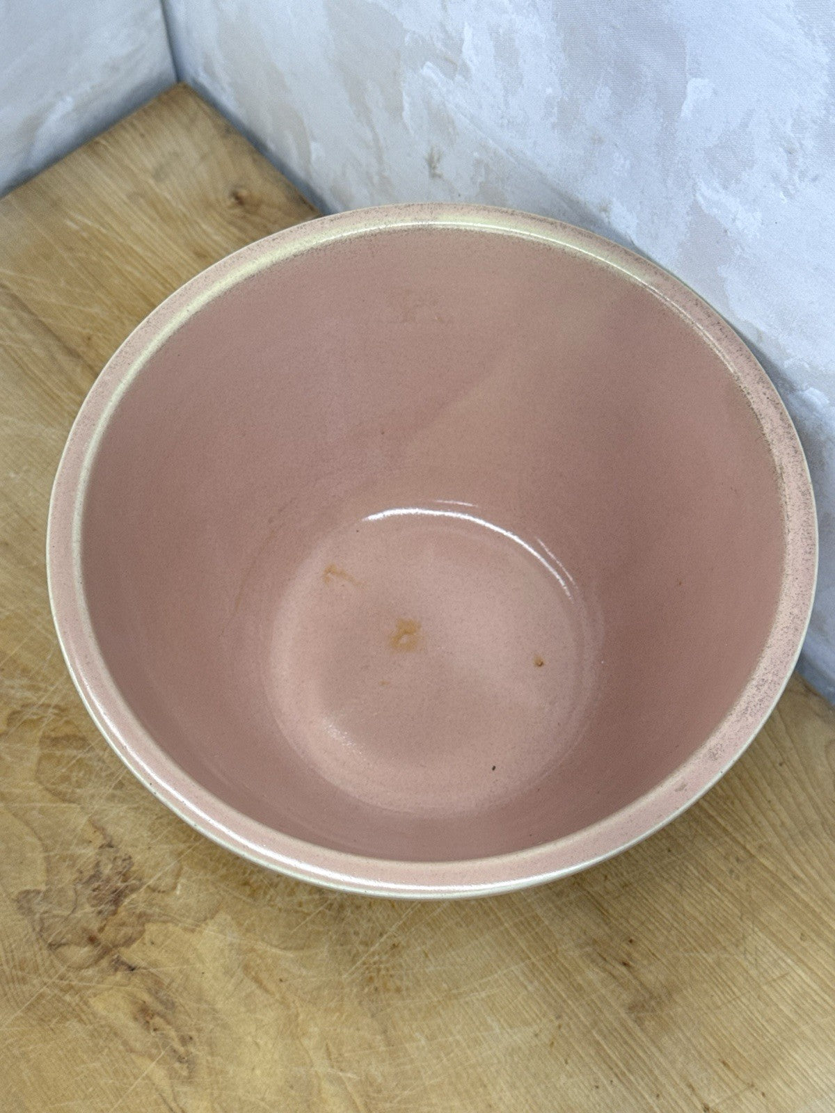 1940's Robinson Ransbottom Pottery Roseville Pastel Pink Glazed Mixing Bowl 1199