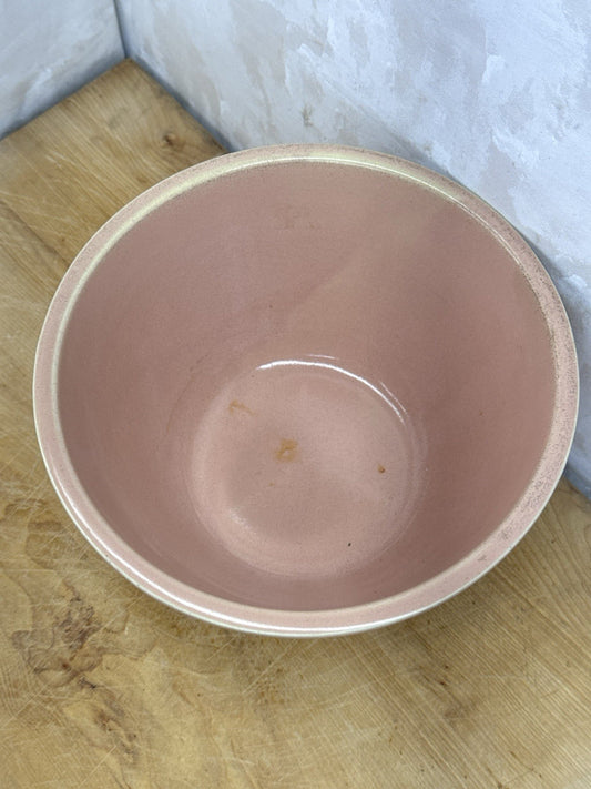 1940's Robinson Ransbottom Pottery Roseville Pastel Pink Glazed Mixing Bowl 1199