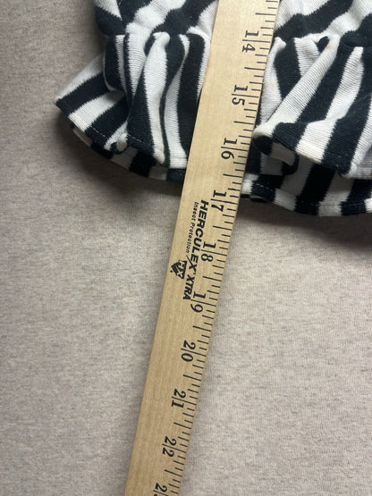 1970s, 80s Women’s Black Knit Striped Sleeveless Ruffled Top