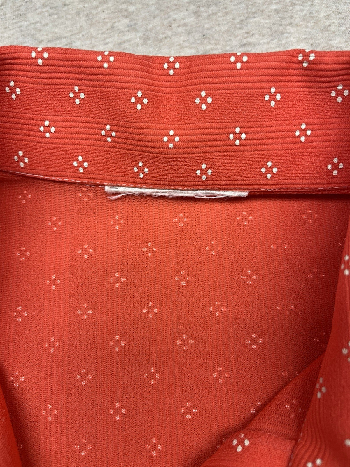 1960s, 70s, Women’s Orange Print S Sleeve Shirt