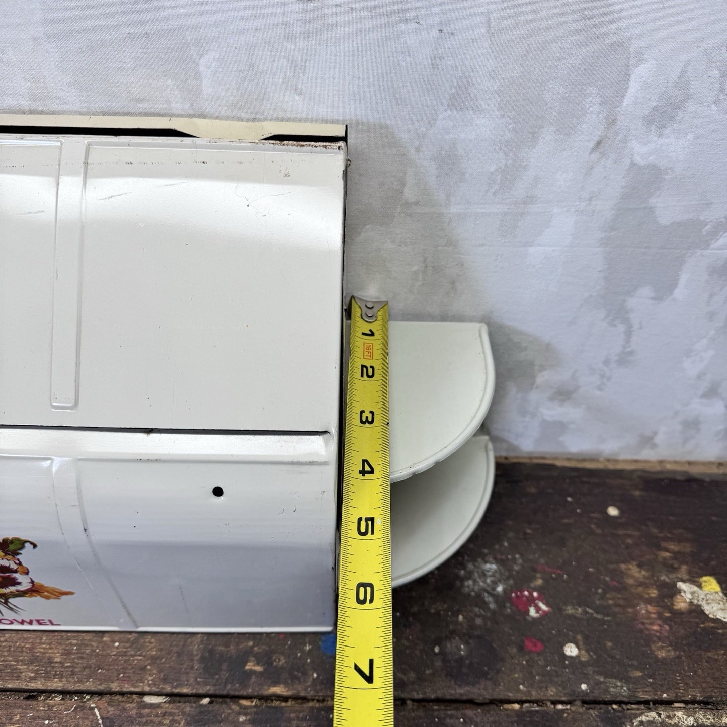 Wax Paper Paper Towel Holder Metal Tin White Vintage 