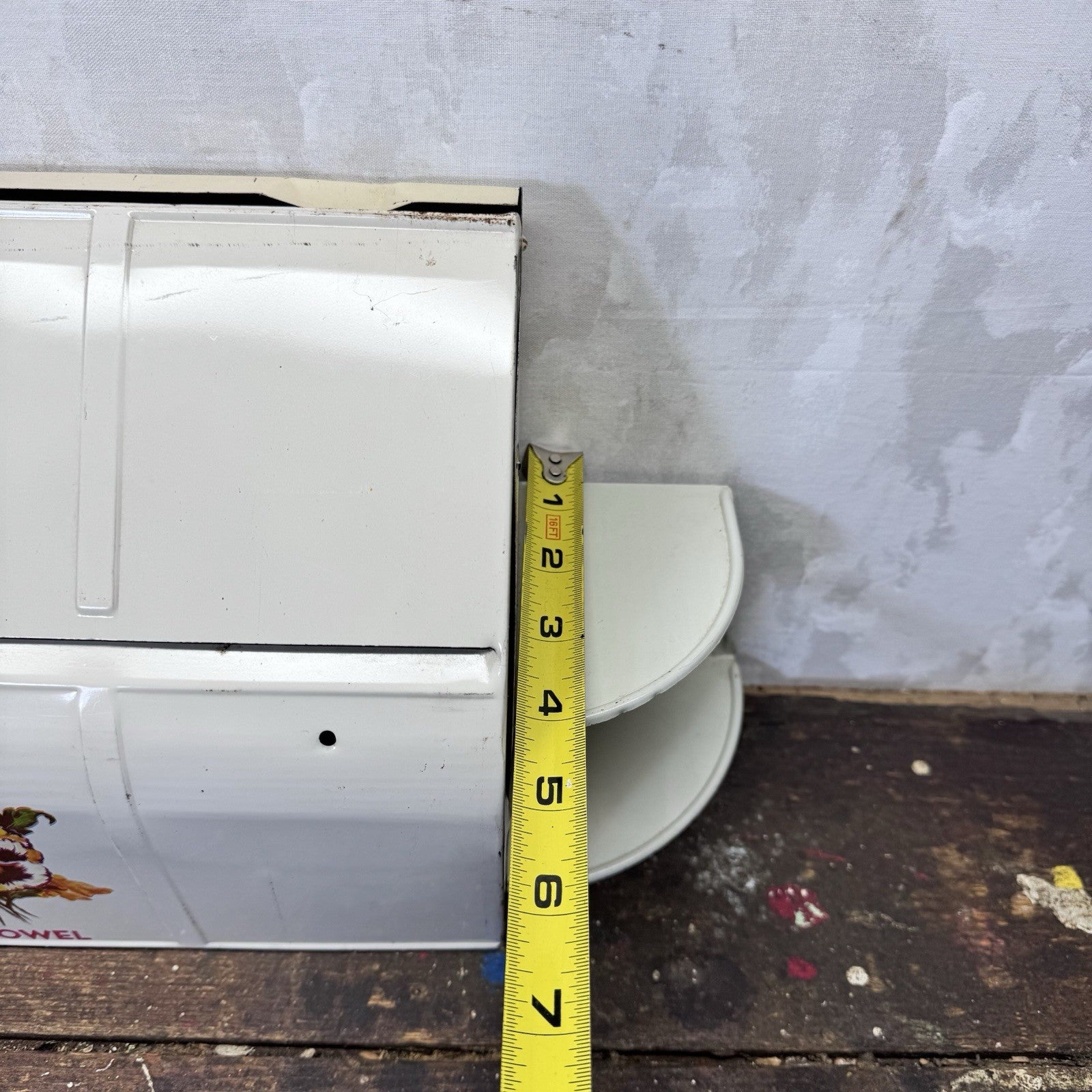 Wax Paper Paper Towel Holder Metal Tin White Vintage 