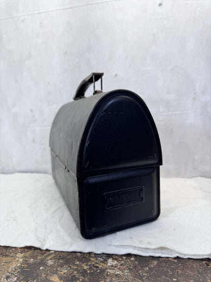 Tin Work Lunch Box Black Vintage Dome Top