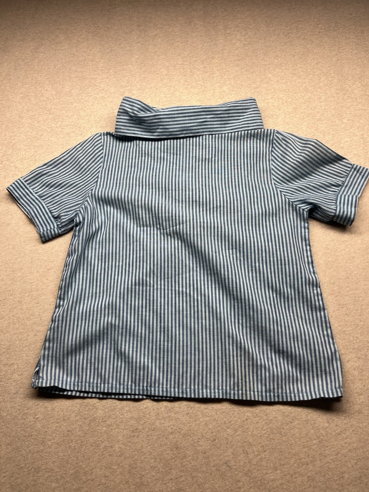 1980s Women’s Blue Striped Cotton Top