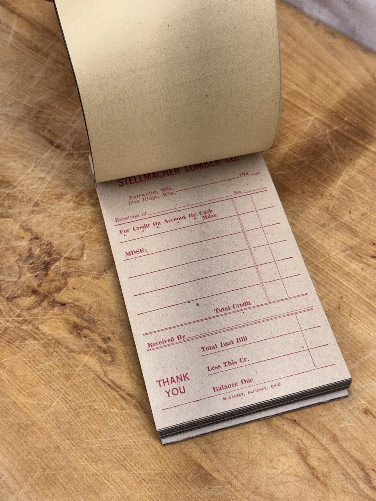 Stellmacher Lumber Fairwater Wisconsin Receipt Keeper Vintage NOS #1208