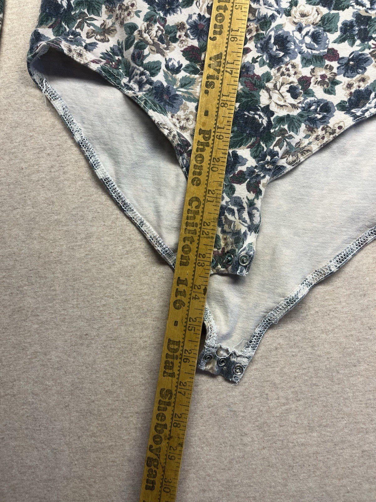 1980-90s Women’s Flowered L Sleeve Knit Body Suit