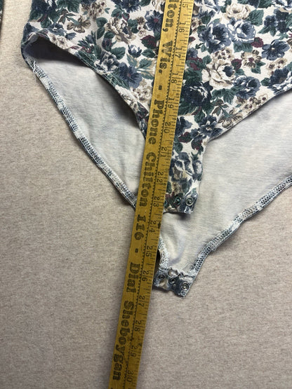 1980-90s Women’s Flowered L Sleeve Knit Body Suit