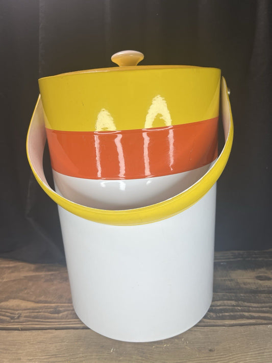 Mid Century Modern Multi Colored Cooler W/Handle Very Clean