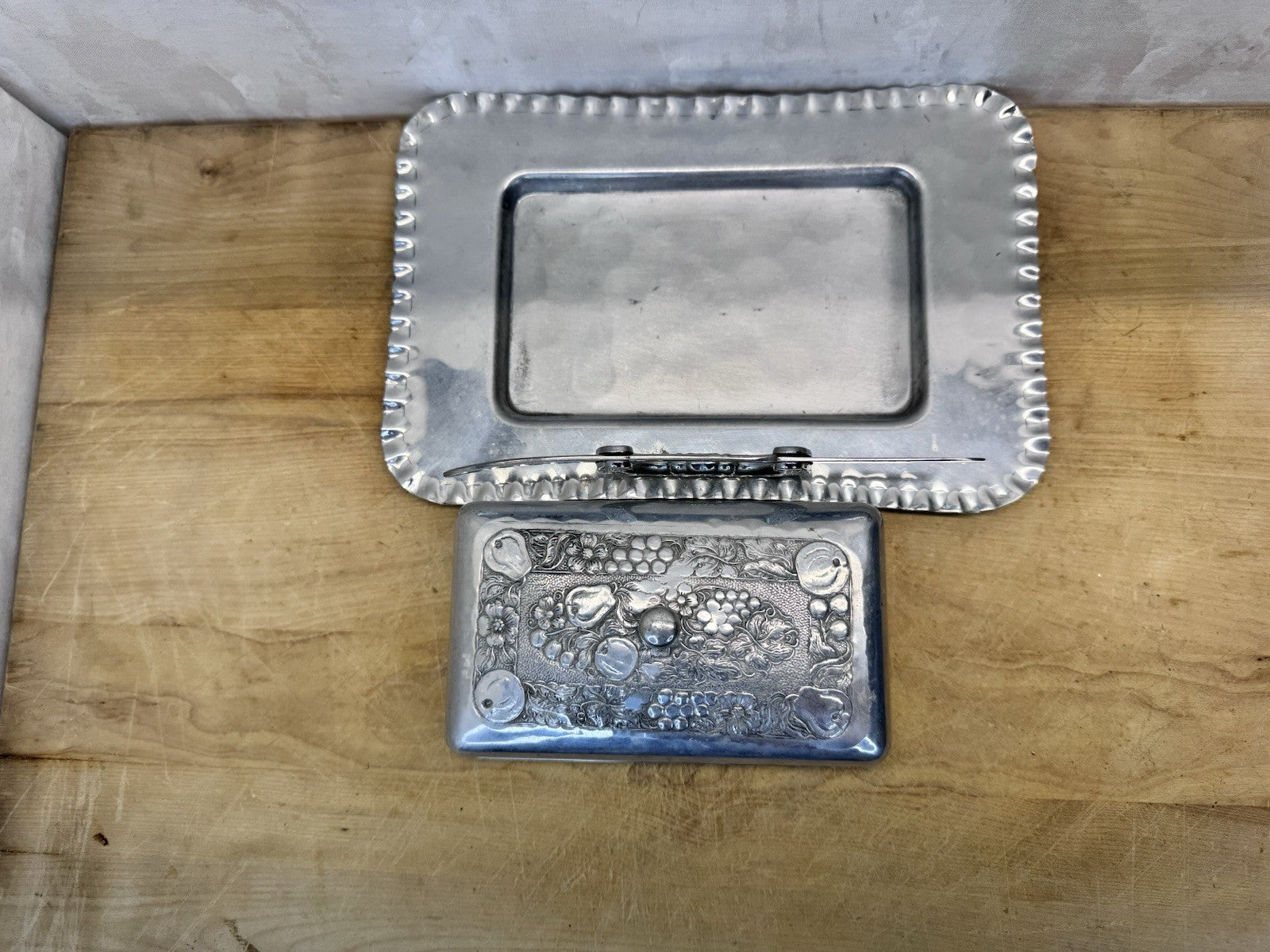 Cromwell Butter Dish Vtg Hand Wrought Aluminum  #S-1506