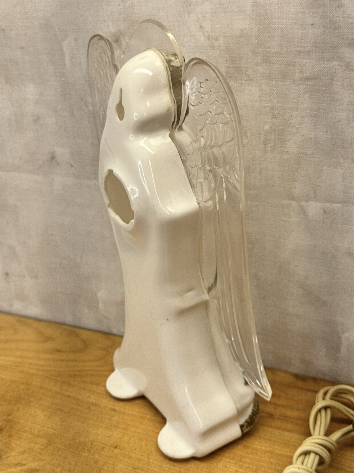 Vintage Plastic Angel Tree Topper Working #1076