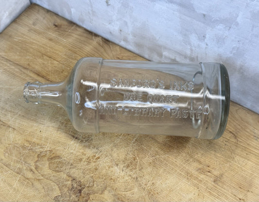 Sanford’s Inks And Library Paste Embossed One Quart Antique Bottle #1452