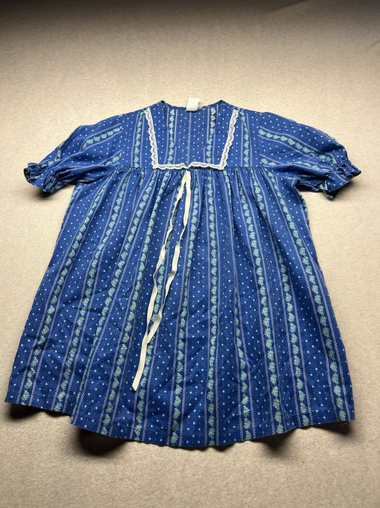1960-7Os Women’s Blue Stripe Cotton S Sleeve Top