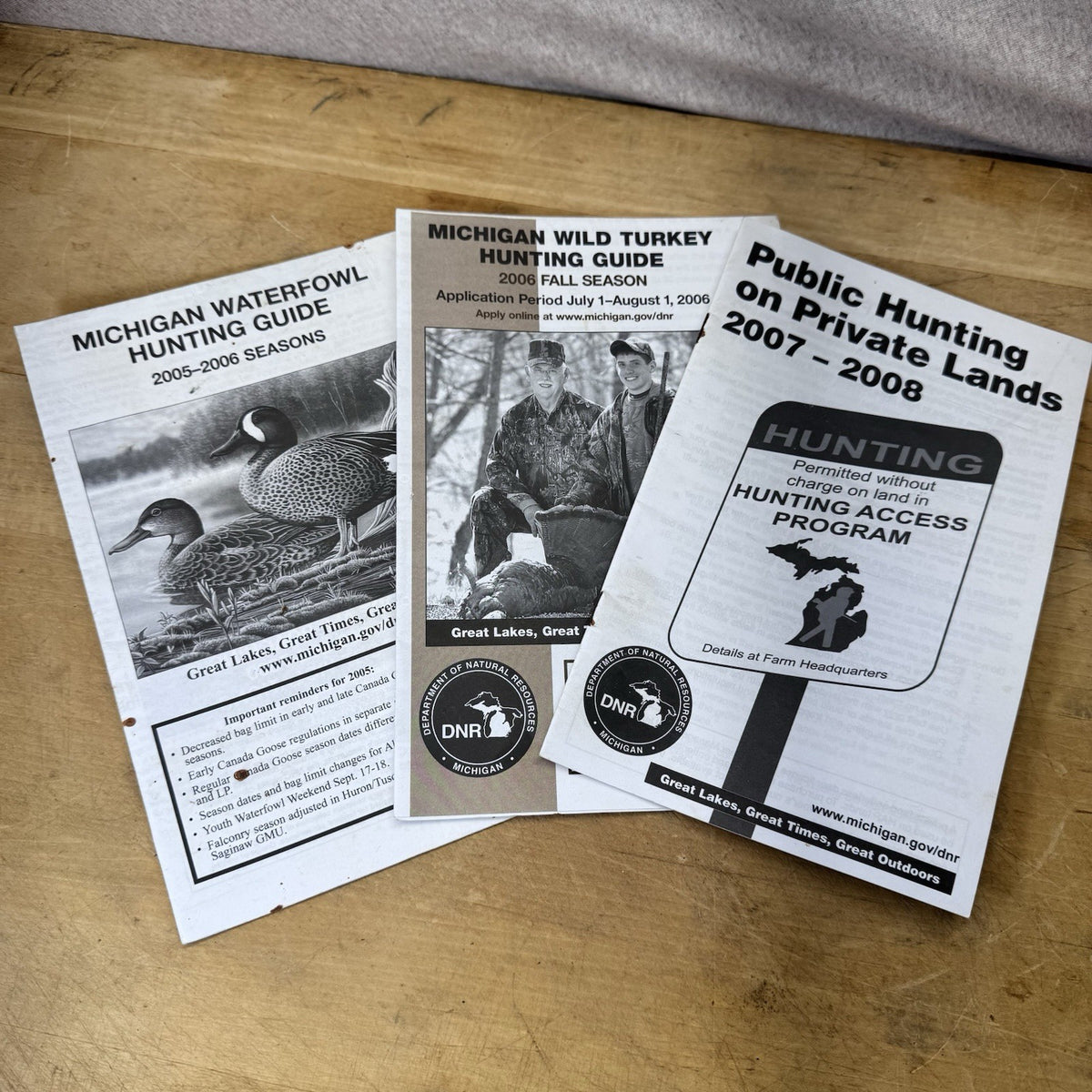 2005 - 2008 Michigan Waterfowl Wild Turkey And Public Hunting Guides Paper 