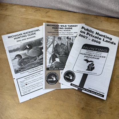 2005 - 2008 Michigan Waterfowl Wild Turkey And Public Hunting Guides Paper 