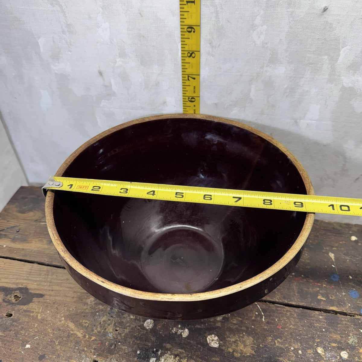 Brown Stoneware Kitchen Bowl Vintage