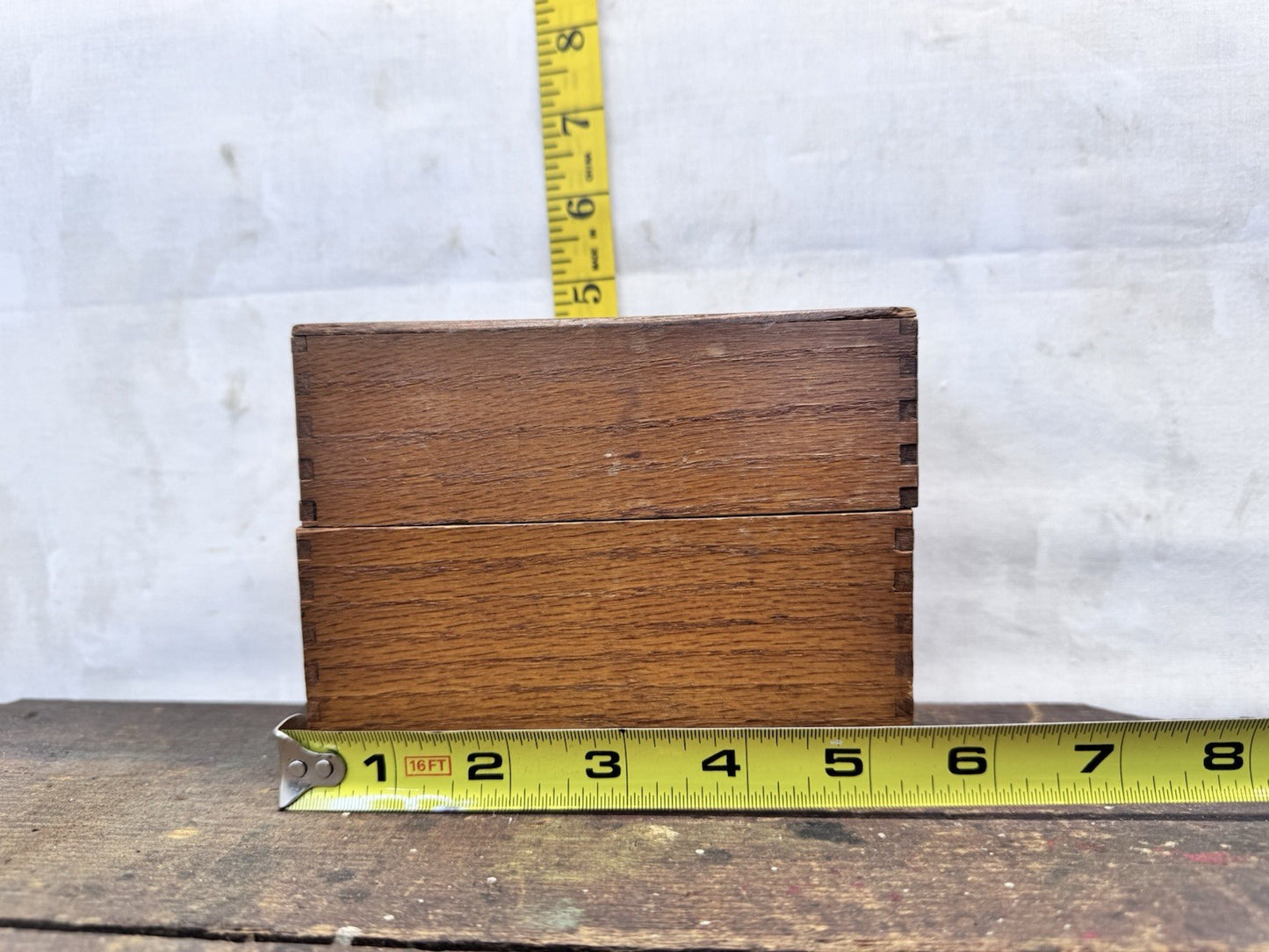 Wooden Dovetail Recipe Box Vintage #1058