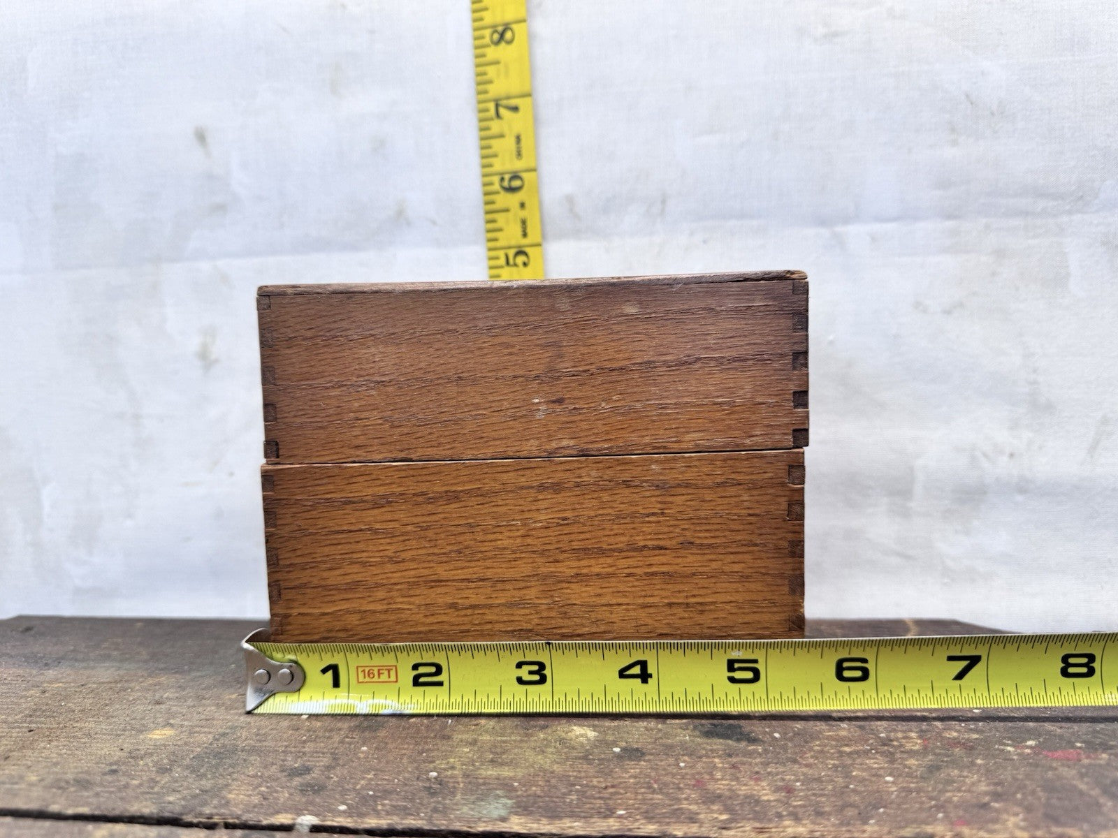 Wooden Dovetail Recipe Box Vintage #1058