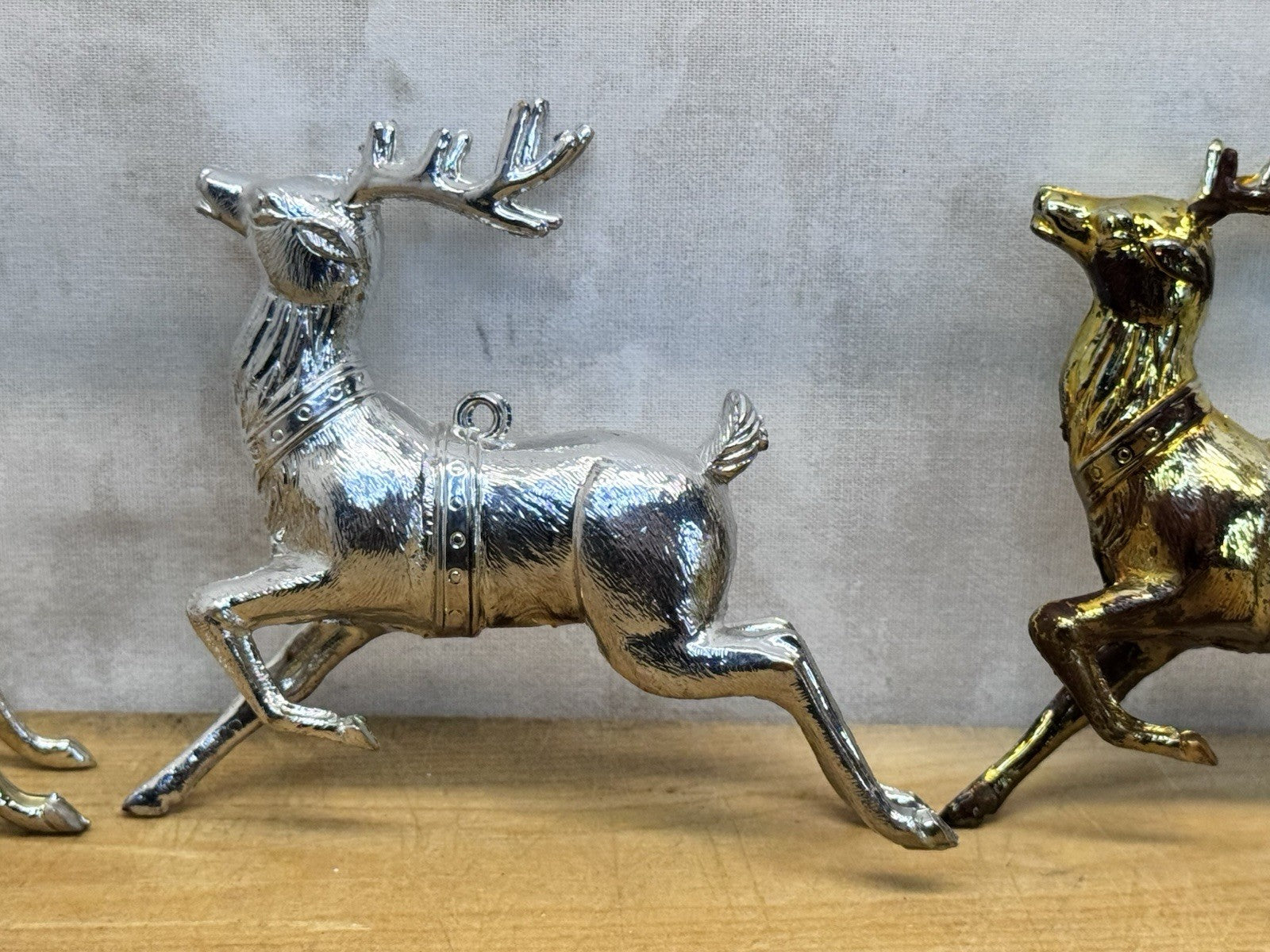 Three Vintage Plastic Reindeer Christmas #1056