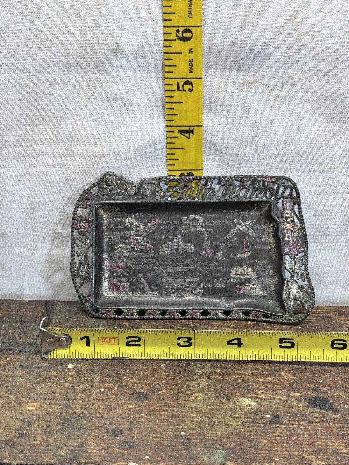 South Dakota Mini Tray Souvenir Vintage Metal