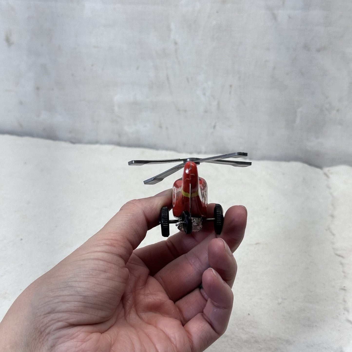 Tin Litho Emergency Helicopter Rescue Japan F.D.P Vintage Toy
