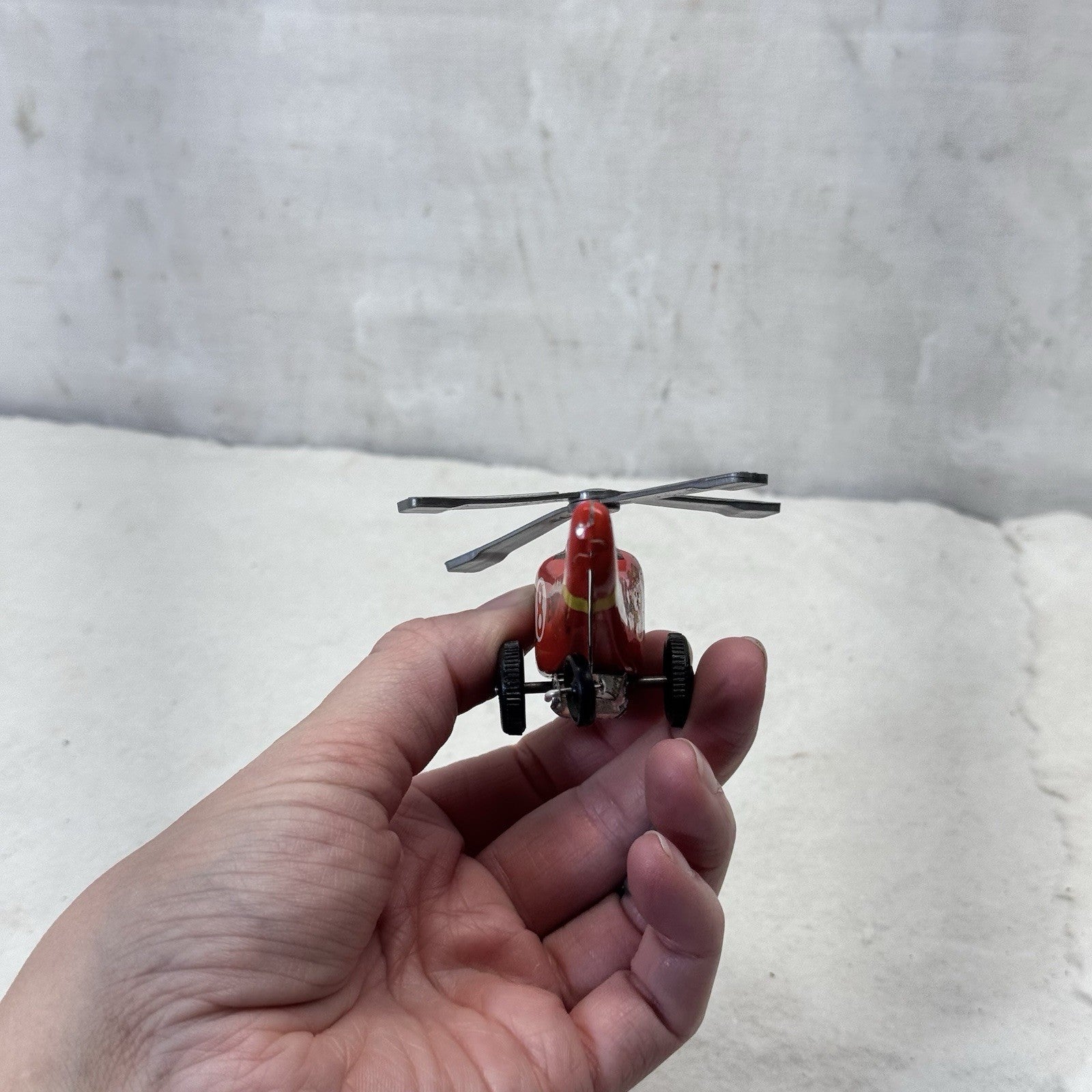 Tin Litho Emergency Helicopter Rescue Japan F.D.P Vintage Toy