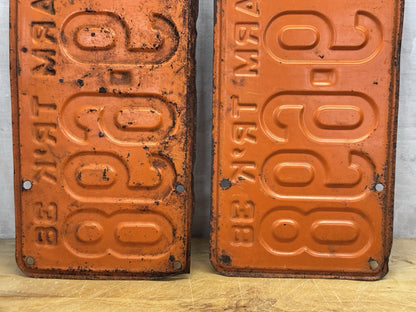 1937/1938 Pair Of Wisconsin Farm Truck Plates #1187