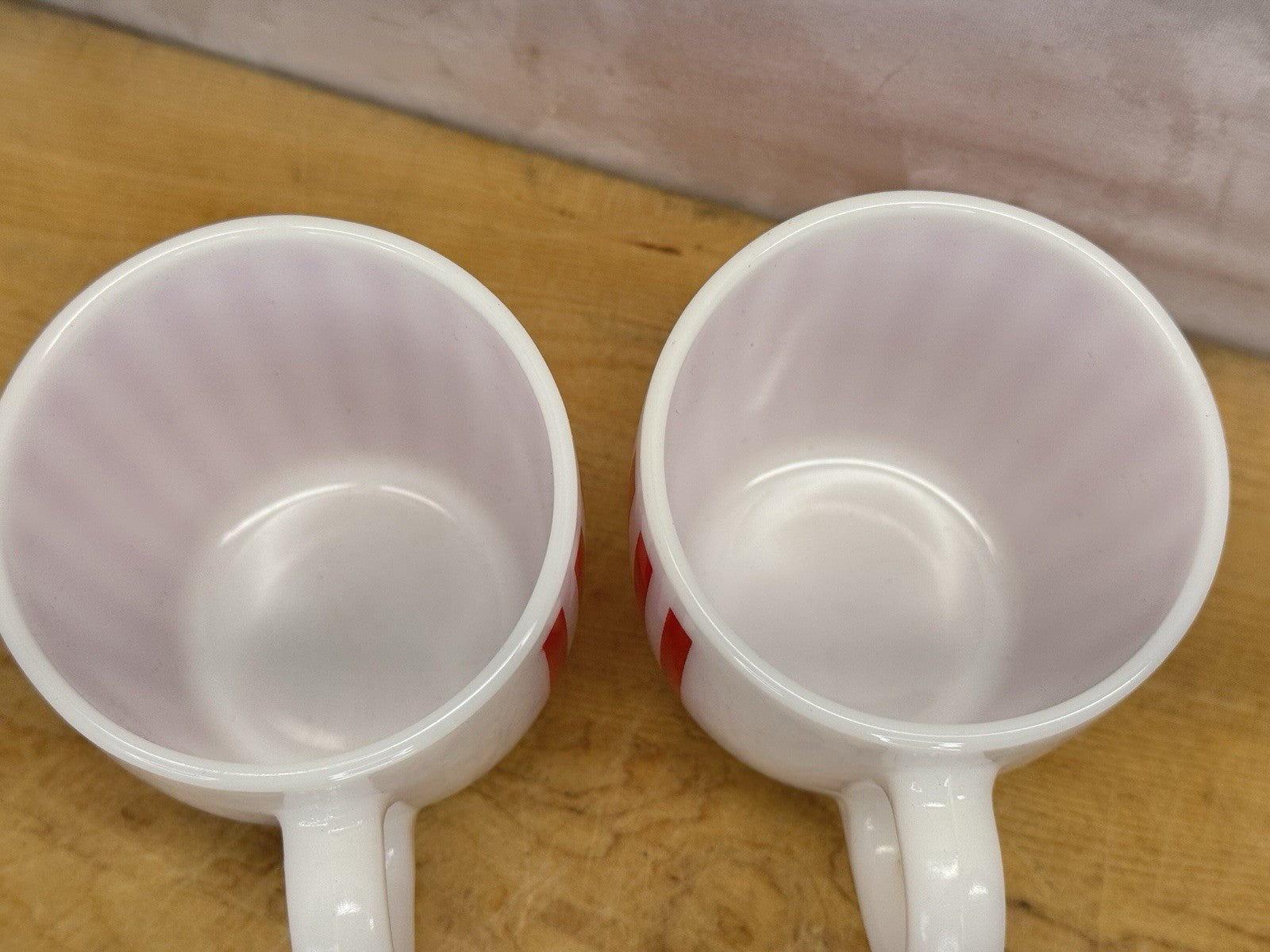Candy Cane Stripped Pair Of Mugs Christmas  Vtg #1327